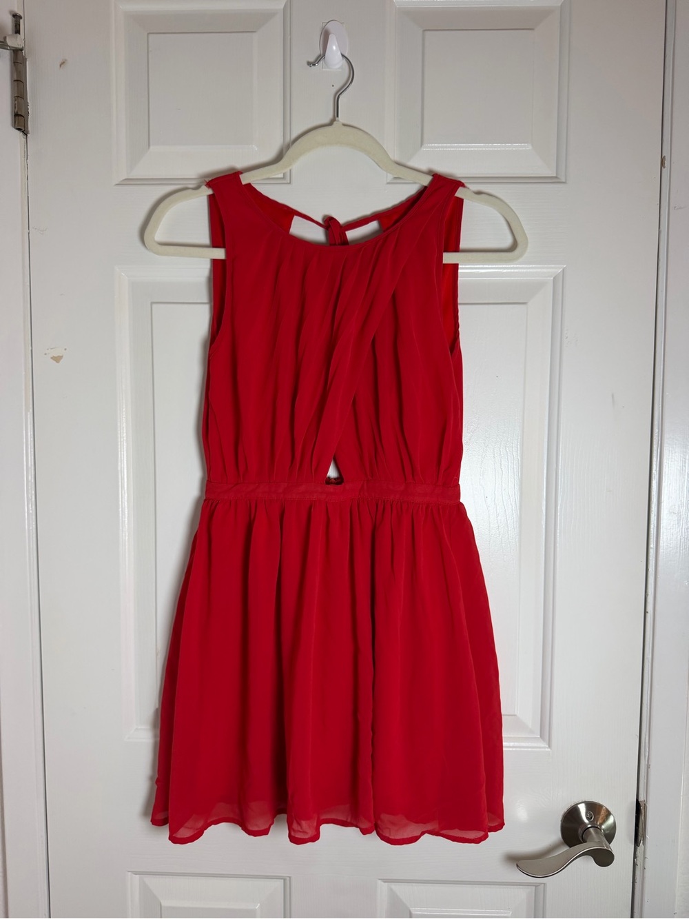 Foreign Exchange Red Chiffon Fit-and-Flare Dress